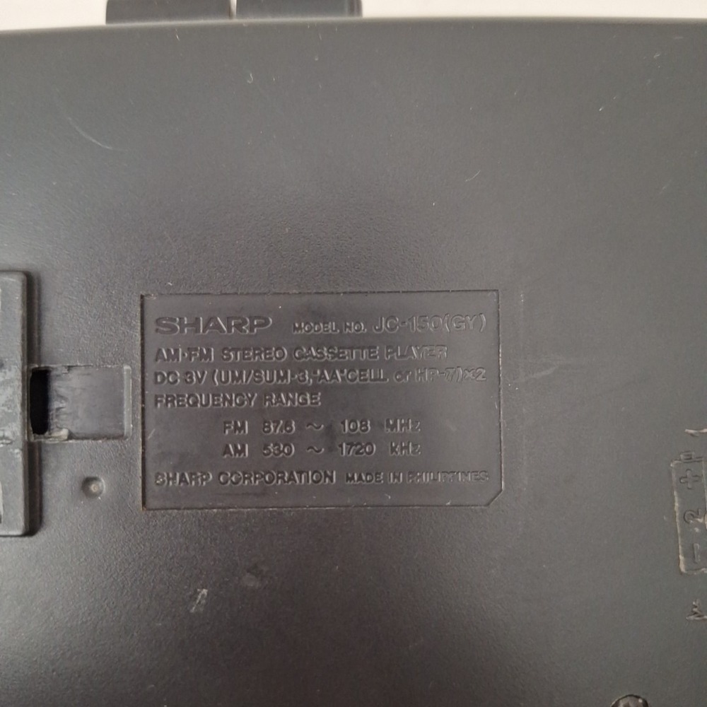 Vintage Sharp JC-150 (GY) Portable AM/FM Stereo Cassette Player WORKS SEE DESCR. - Picture 7 of 14